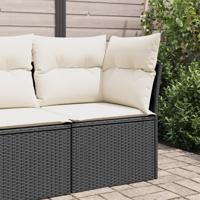 Tuinhoekbank met kussens poly rattan zwart - thumbnail