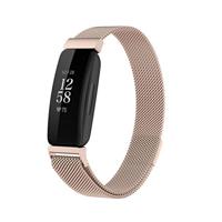 By Qubix - Compatible met Fitbit Inspire 2 & Ace 3 Milanese bandje - Maat: Large - Vintage Goud - Compatible fitbit bandje