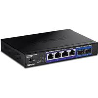 TRENDnet 6-poorts onbeheerde multi-gig-schakelaar, 4 x 2,5 GBASE-T-poorten, 2 x 10G SFP+-poorten zonder ventilator, compact desktopontwerp, metalen behuizing, netwerk-ethernet-schakelaar, levenslange