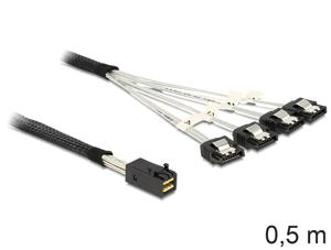 Delock HDD Aansluitkabel [1x Mini-SAS-bus (SFF-8643) - 4x SATA-stekker 7-polig] 0.50 m Zwart