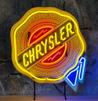 Chrysler Badge Neon Verlichting Met Achterplaat - 64 x 55 cm - thumbnail