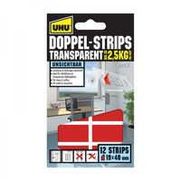 UHU 45515 45515 Dubbelzijdige zelfklevende strips UHU Transparant (l x b) 40 mm x 19 mm 12 stuk(s) - thumbnail