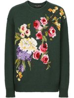 Dolce & Gabbana pull à fleurs en intarsia - Vert