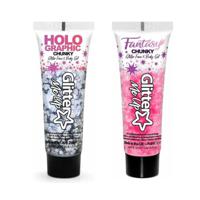 Paintglow Chunky Glittergel voor lichaam en gezicht - 2 tubes - zilver en lichtroze - 12 ml - thumbnail