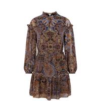 OBJECT semi-transparante jurk OBJMARCIN van gerecycled polyester bruin/zwart