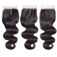 body wave vetersluiting braziliaanse menselijk haar 4x4 lace clousre hair extensions midden/gratis/driedelige transparante vetersluiting Lightinthebox