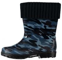 XQ Footwear regenlaarzen Camouflage junior rubber blauw maat 36