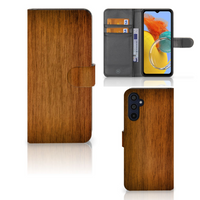 Samsung Galaxy M14 Book Style Case Donker Hout - thumbnail