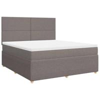 vidaXL Boxspring met matras stof taupe 180x200 cm