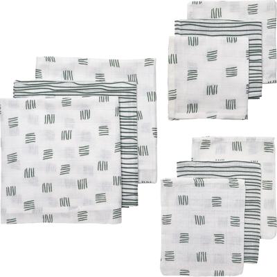 Starterset Hydrofiel 9-dlg Meyco Block Stripe 450323 Forest Green