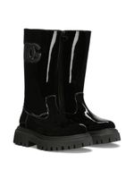 Dolce & Gabbana Kids bottines en cuir verni à logo DG - Noir