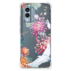 Nokia X30 Case Anti-shock Bird Flowers