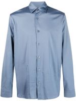 Moorer chemise à manches longues en coton satiné - Bleu - thumbnail