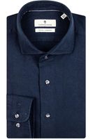 Thomas Maine Tailored Fit Flanellen Overhemd Marine, Effen