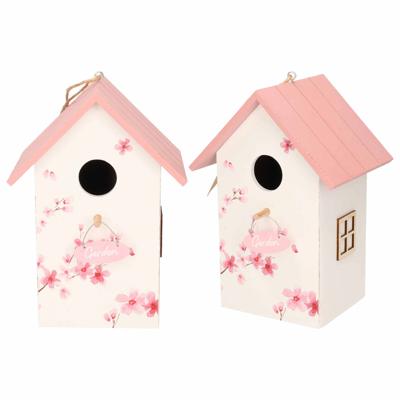 2x Nestkast/vogelhuisje Hout Wit Met Roze Dak 15 X 12 X 22 Cm - Vogelhuisjes 2x Nestkast/vogelhuisje Hout Wit Met Roze Dak 15 X 12 X 22 Cm - Vogelhuisjes