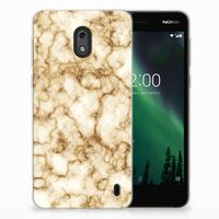 Nokia 2 TPU Siliconen Hoesje Marmer Goud - thumbnail