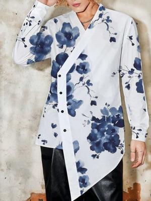 Floral Shirt Collar Ethnic Blouse