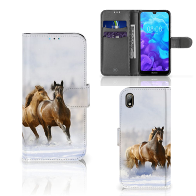 Huawei Y5 (2019) Telefoonhoesje met Pasjes Paarden Huawei Y5 (2019) Telefoonhoesje met Pasjes Paarden
