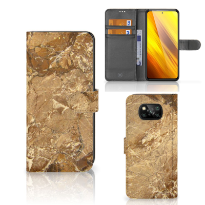 Xiaomi Poco X3 | Poco X3 Pro Bookcase Marmer Creme Xiaomi Poco X3 | Poco X3 Pro Bookcase Marmer Creme