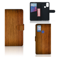 Alcatel 1S (2021) Book Style Case Donker Hout