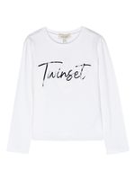 TWINSET Kids t-shirt longues manches à logo imprimé - Tons neutres