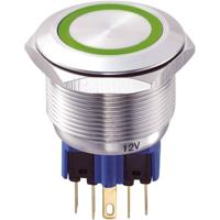 TRU COMPONENTS 701946 GQ25-11E/G/12V Vandalismebestendige druktoets 250 V/AC 5 A 1x aan/(aan) Moment Groen IP65 1 stuk(s)