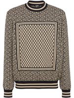 Balmain pull monogrammé à col rond - Marron