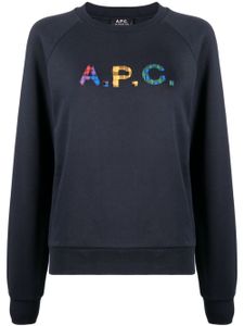 A.P.C. sweat en coton à patch logo - Bleu