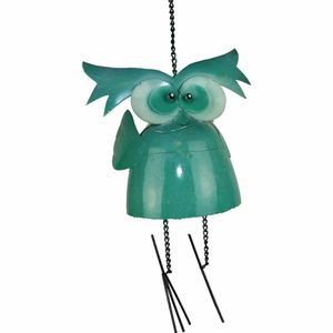 Metalen Raamdecoratie Uil Glanzend Turquoise (Medium)