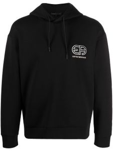 Emporio Armani hoodie à logo brodé - Noir