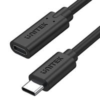 UNITEK C14086BK-1,5M | Full-featured USB-C verlengkabel met 4K @60Hz, 100W Power Delivery en 10Gbps gegevens (USB 3.2 Gen2) | Lengte: 1,5 m | Kleur zwart
