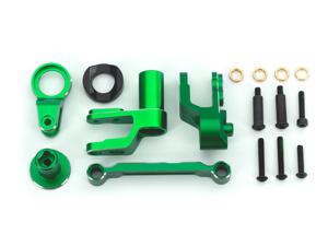 Traxxas - Steering bellcranks, draglink (green-anodized 6061-T6 aluminum)/ bellcrank bushing (1)/ 3x20mm BCS (with threadlock) (2)/ 3x20mm BCS (wit...