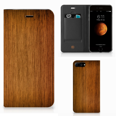 Apple iPhone 7 Plus | 8 Plus Book Wallet Case Donker Hout