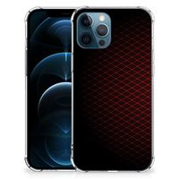 iPhone 12 | 12 Pro Doorzichtige Silicone Hoesje Geruit Rood - thumbnail