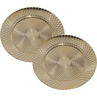 Set van 2x stuks kerstdiner onderborden rond goud glimmend 33 cm - thumbnail