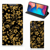 Samsung Galaxy A30 Smart Cover Gouden Bloemen - thumbnail