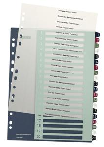 Leitz 1239 Style Register DIN A4 1-20 Polypropyleen Meerdere kleuren 20 tabbladen Extra breed, PC-beschrijfbaar 1239-00-00