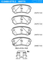 Remblokkenset, schijfrem ATE, u.a. für KIA, Hyundai