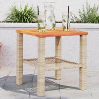 Tuintafel 40x40x42 cm poly rattan en acaciahout beige - thumbnail