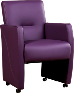 Paarse leren moderne eetkamerfauteuil Pleasure - Toledo Leer Aubergine (paars leer)