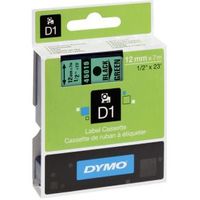 Dymo D1 Tape Cassette 12 mm x 7m zwart op groen 45019 - thumbnail