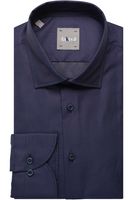 fakts Slim Fit Overhemd Marine, Effen