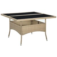 Tuintafel poly rattan en glas beige