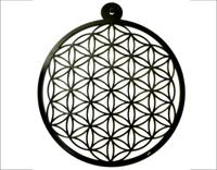 Interieurdecoratie metaal woonkamer zwart - Flower of Life - 28cm - L