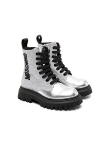 Moschino Kids bottines 40 mm à logo appliqué - Argent