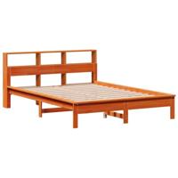 vidaXL Bedframe zonder matras massief grenenhout wasbruin 150x200 cm, bed, bed ombouw, twijfelaar bed, bedbodem, slaapkamermeubel, 2-persoons bedframe