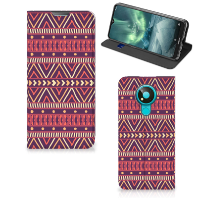 Nokia 3.4 Hoesje met Magneet Aztec Paars Nokia 3.4 Hoesje met Magneet Aztec Paars