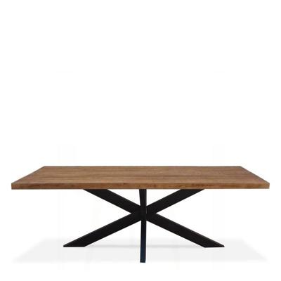 Eettafel Sturdy Spider 240x100 | Metaal Hout  | Mangohout | Zwart