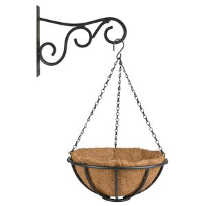 Hanging basket 30 cm met muurhaak - metaal - complete hangmand set