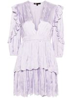 Maje floral-embroidered satin minidress - Violet - thumbnail